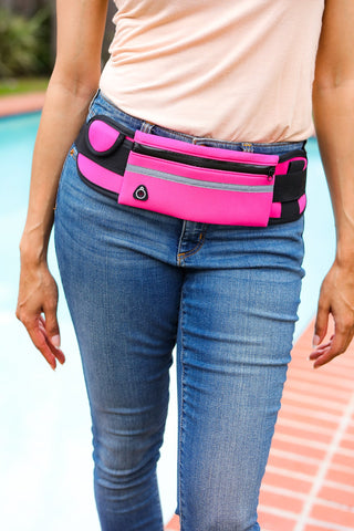 Hot Pink Multifunctional Elastic Running Belt