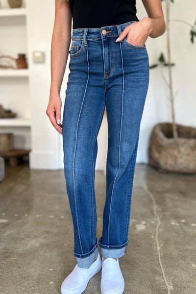 Judy Blue Full Size High Waist Front Seam Detail Straight Jeans