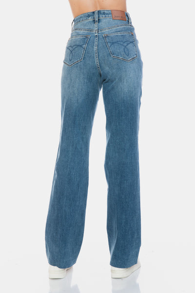 Judy Blue Full Size Tummy Control Cut Raw Hem Straight Jeans